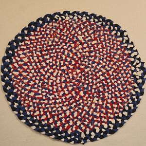 Braided 24" Round rug in Red, White & Blue